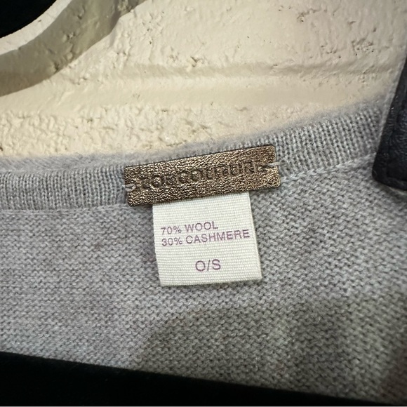 ZOE COUTURE women’s hooded poncho leather trim with ties pocket‎ wool cashmere - Picture 5 of 6